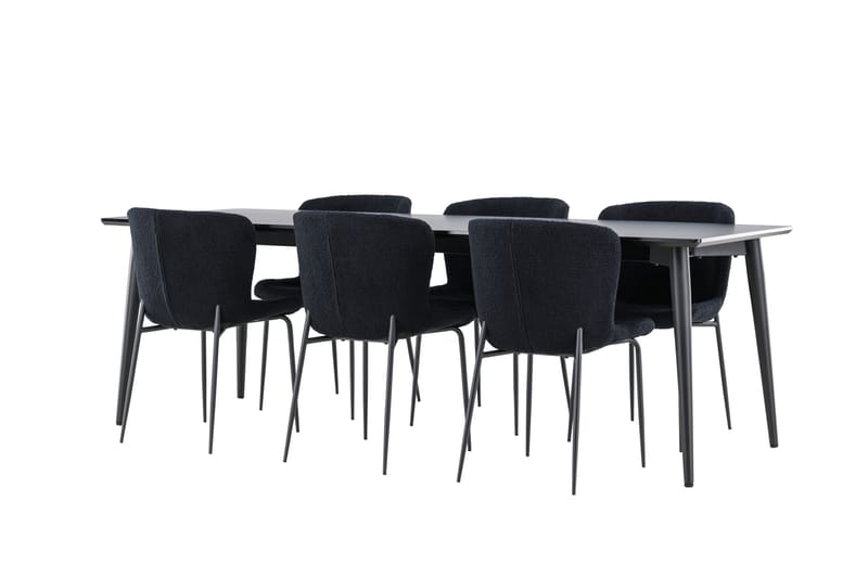 Ellis Matgrupp 230 cm Rektangulär med 6 Modesto stolar - Svart/Svart - Möbler - Bord & matgrupper - Matgrupper