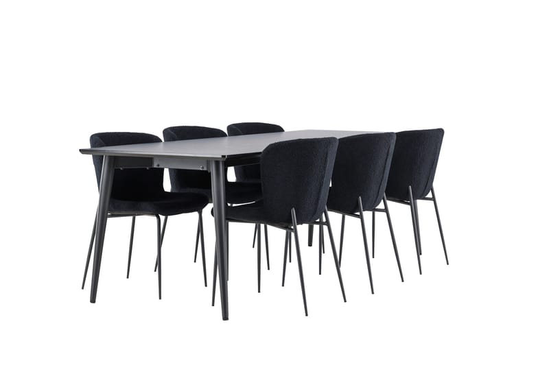 Ellis Matgrupp 230 cm Rektangulär med 6 Modesto stolar - Svart/Svart - Möbler - Bord & matgrupper - Matgrupper