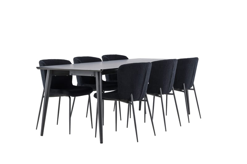 Ellis Matgrupp 230 cm Rektangulär med 6 Modesto stolar - Svart/Svart - Möbler - Bord & matgrupper - Matgrupper
