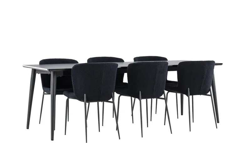Ellis Matgrupp 230 cm Rektangulär med 6 Modesto stolar - Svart/Svart - Möbler - Bord & matgrupper - Matgrupper
