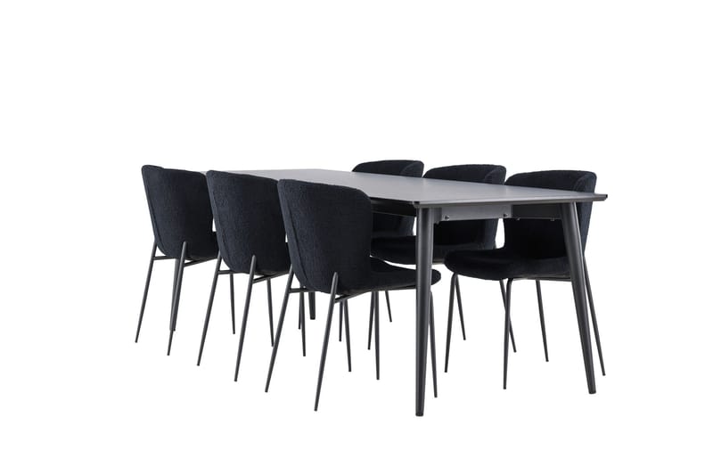 Ellis Matgrupp 230 cm Rektangulär med 6 Modesto stolar, Svart/Svart