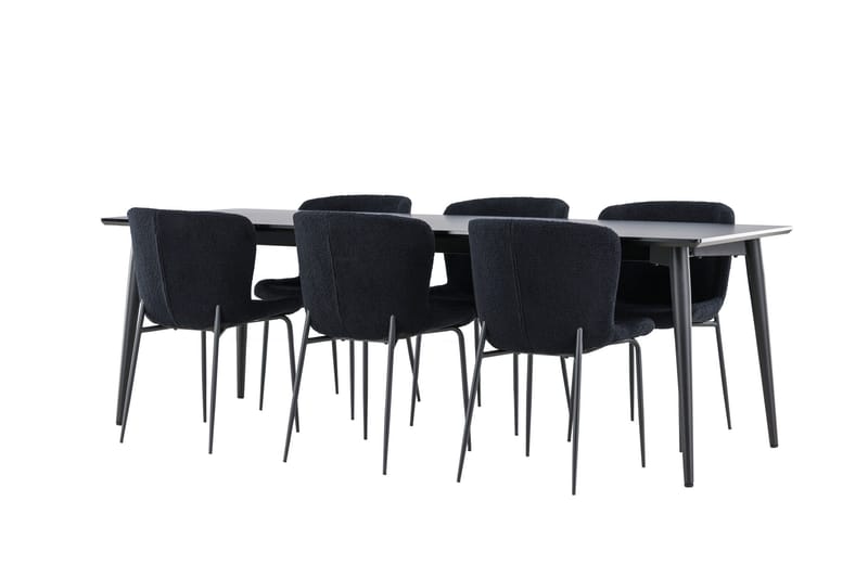 Ellis Matgrupp 230 cm Rektangulär med 6 Modesto stolar - Svart/Svart - Möbler - Bord & matgrupper - Matgrupper