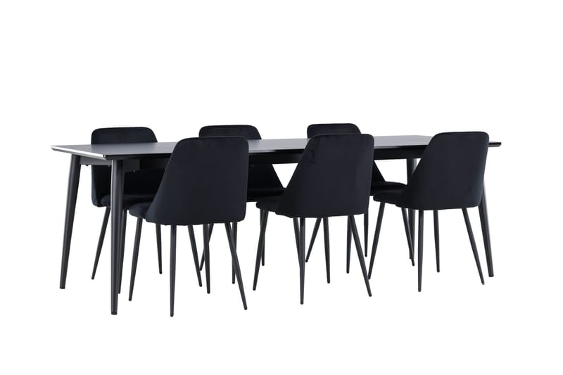 Ellis Matgrupp 230 cm Rektangulär med 6 Night stolar - Svart/Svart - Möbler - Bord & matgrupper - Matgrupper