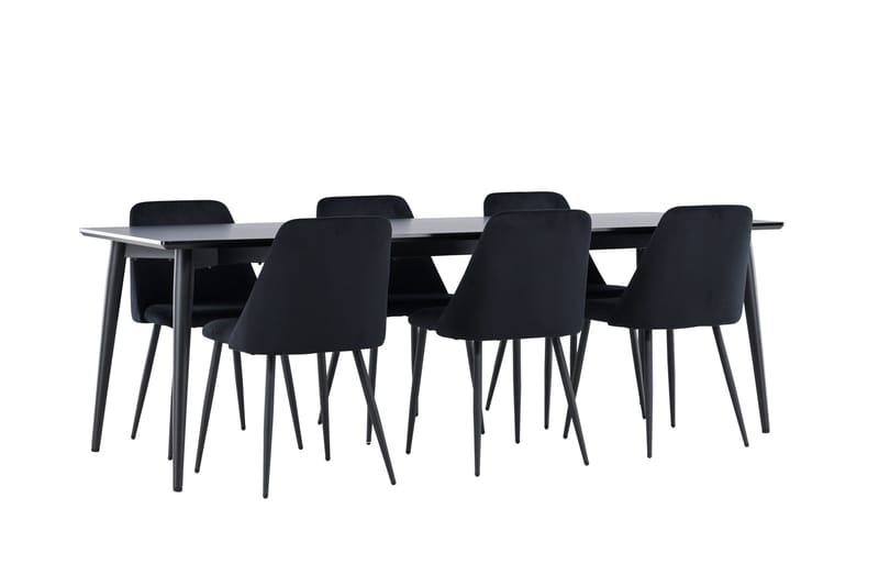 Ellis Matgrupp 230 cm Rektangulär med 6 Night stolar - Svart/Svart - Möbler - Bord & matgrupper - Matgrupper