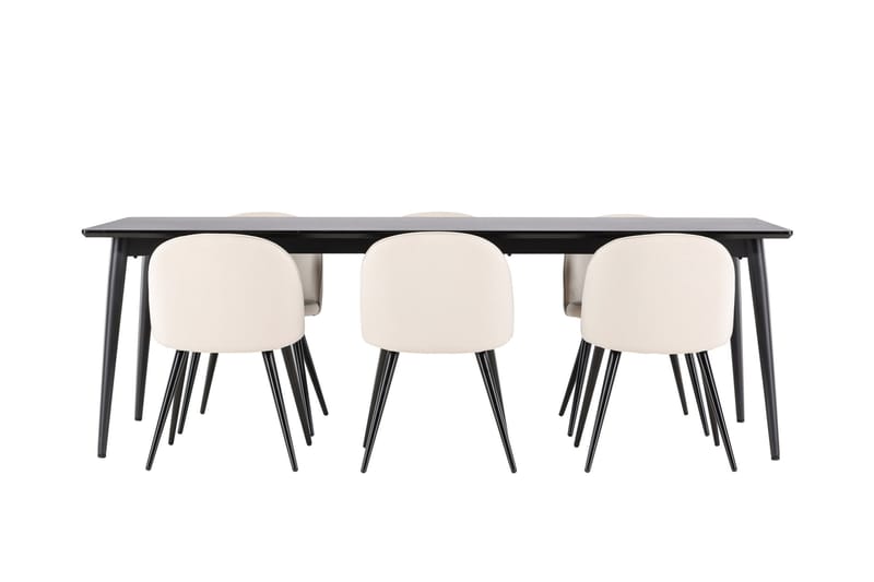 Ellis Matgrupp 230 cm Rektangulär med 6 Velvet stolar - Svart/Beige - Möbler - Bord & matgrupper - Matgrupper