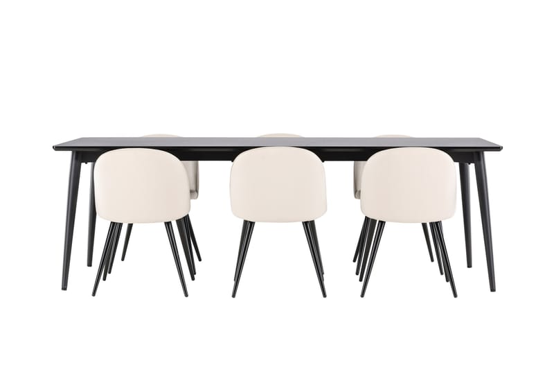Ellis Matgrupp 230 cm Rektangulär med 6 Velvet stolar - Svart/Beige - Möbler - Bord & matgrupper - Matgrupper