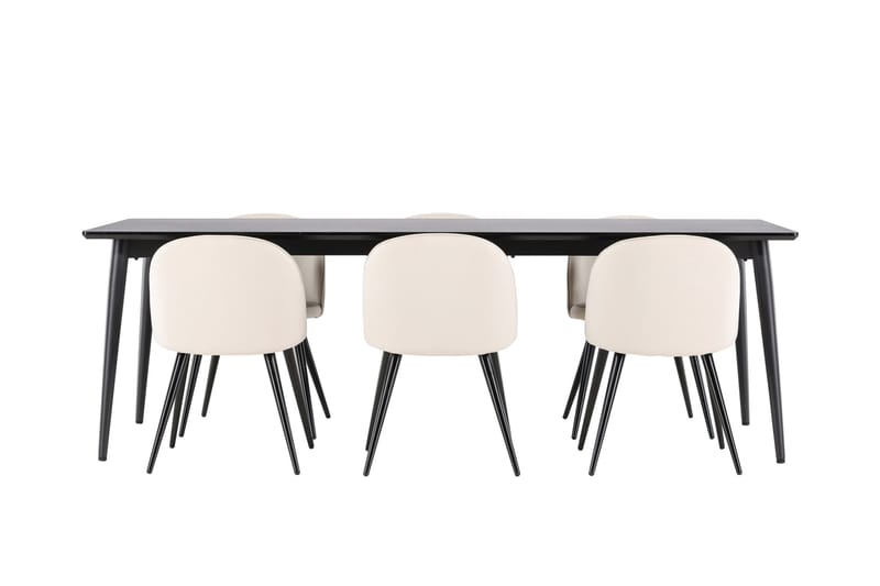 Ellis Matgrupp 230 cm Rektangulär med 6 Velvet stolar - Svart/Beige - Möbler - Bord & matgrupper - Matgrupper