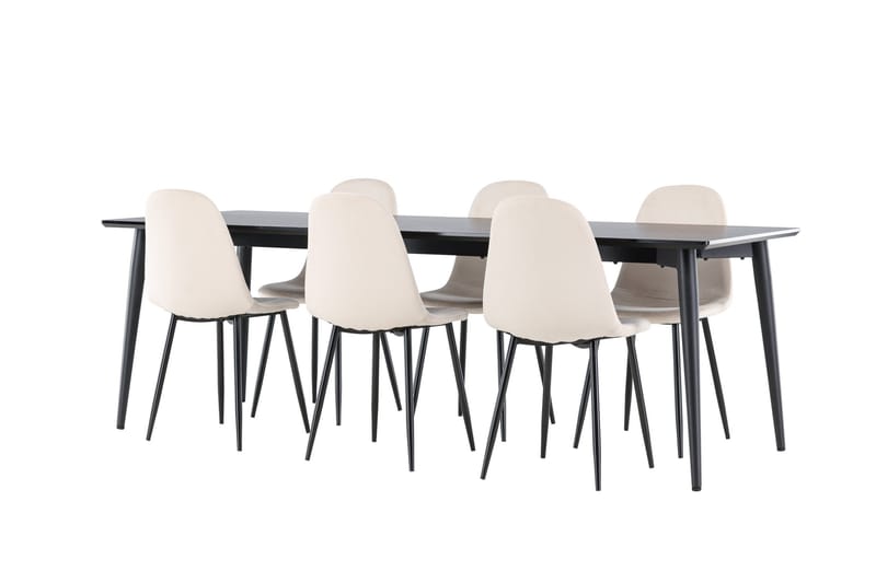 Ellis Matgrupp 230 cm Rektangulär med 6 Polar stolar - Svart/Beige - Möbler - Bord & matgrupper - Matgrupper