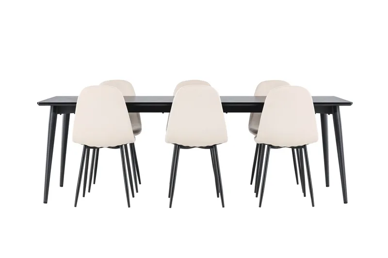 Ellis Matgrupp 230 cm Rektangulär med 6 Polar stolar - Svart/Beige - Möbler - Bord & matgrupper - Matgrupper