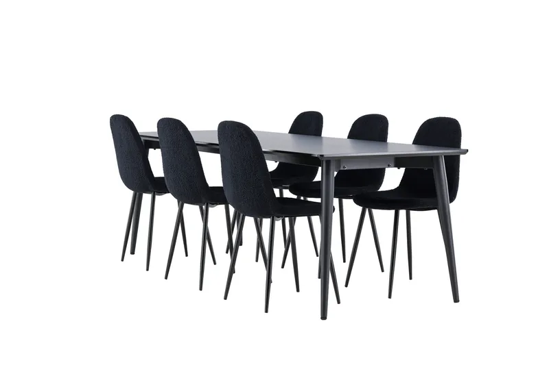 Ellis Matgrupp 230 cm Rektangulär med 6 Polar stolar - Svart/Svart - Möbler - Bord & matgrupper - Matgrupper