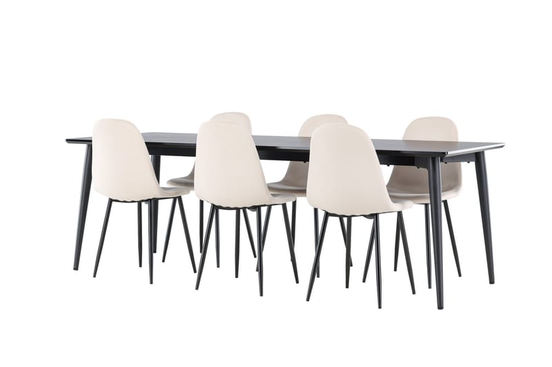 Ellis Matgrupp 230 cm Rektangulär med 6 Polar stolar - Svart/Beige - Möbler - Bord & matgrupper - Matgrupper