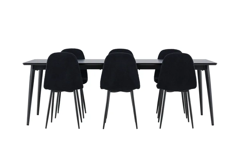 Ellis Matgrupp 230 cm Rektangulär med 6 Polar stolar - Svart/Svart - Möbler - Bord & matgrupper - Matgrupper