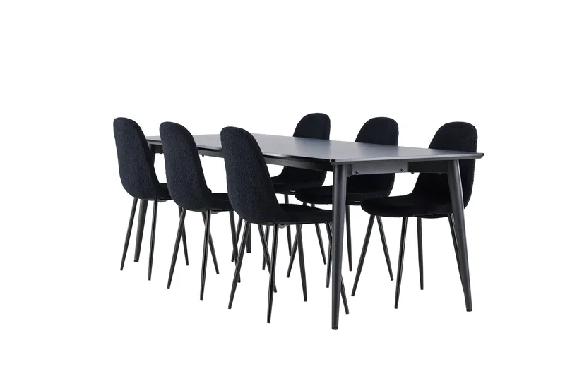 Ellis Matgrupp 230 cm Rektangulär med 6 Polar stolar - Svart/Svart - Möbler - Bord & matgrupper - Matgrupper