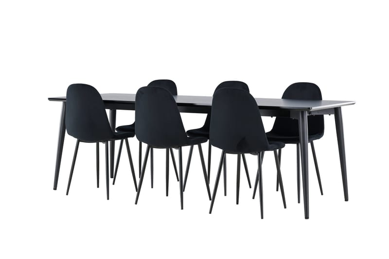 Ellis Matgrupp 230 cm Rektangulär med 6 Polar stolar - Svart/Svart - Möbler - Bord & matgrupper - Matgrupper
