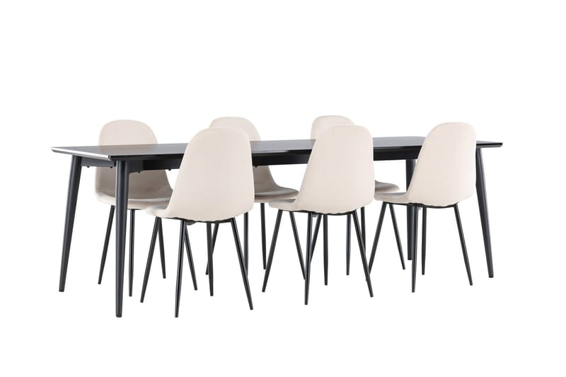 Ellis Matgrupp 230 cm Rektangulär med 6 Polar stolar - Svart/Beige - Möbler - Bord & matgrupper - Matgrupper