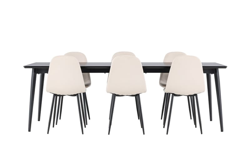 Ellis Matgrupp 230 cm Rektangulär med 6 Polar stolar - Svart/Beige - Möbler - Bord & matgrupper - Matgrupper