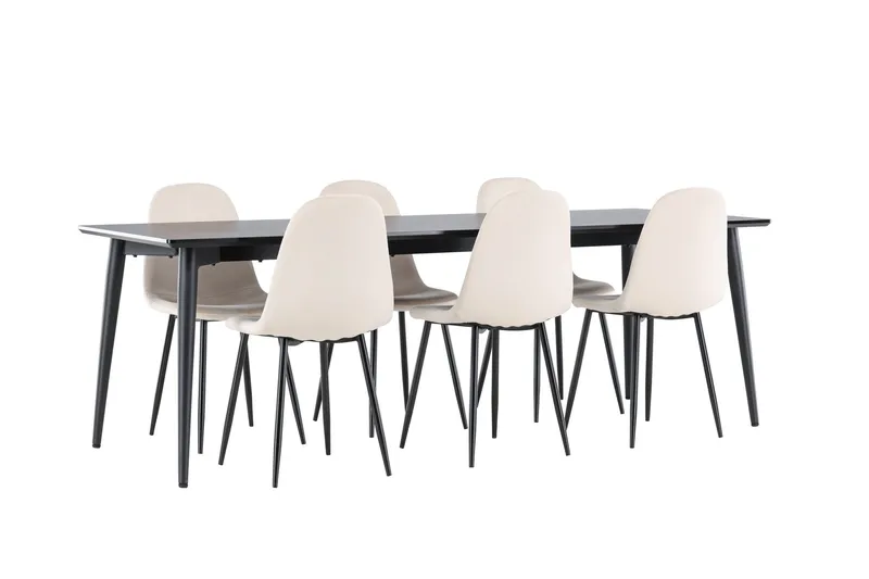 Ellis Matgrupp 230 cm Rektangulär med 6 Polar stolar - Svart/Beige - Möbler - Bord & matgrupper - Matgrupper