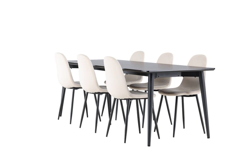 Ellis Matgrupp 230 cm Rektangulär med 6 Polar stolar - Svart/Beige - Möbler - Bord & matgrupper - Matgrupper