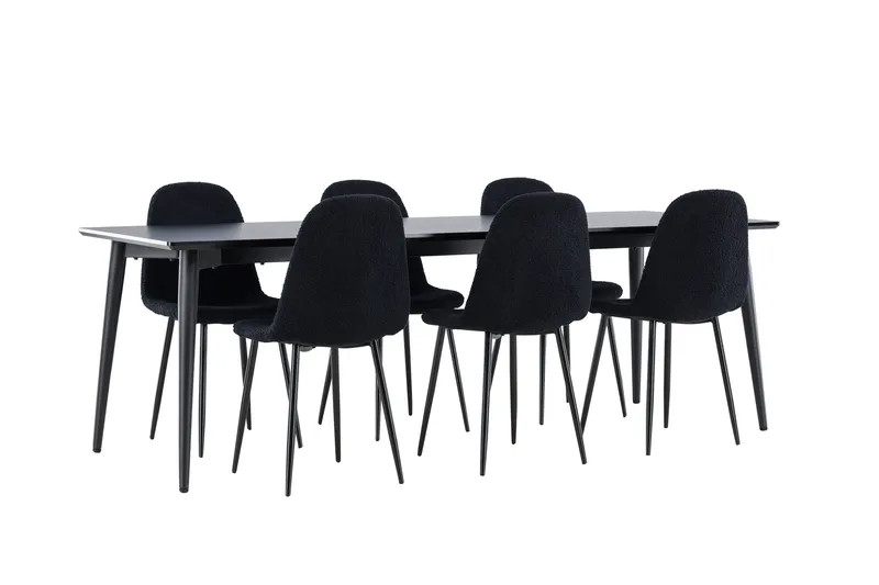 Ellis Matgrupp 230 cm Rektangulär med 6 Polar stolar - Svart/Svart - Möbler - Bord & matgrupper - Matgrupper