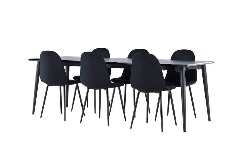 Ellis Matgrupp 230 cm Rektangulär med 6 Polar stolar - Svart/Svart - Möbler - Bord & matgrupper - Matgrupper