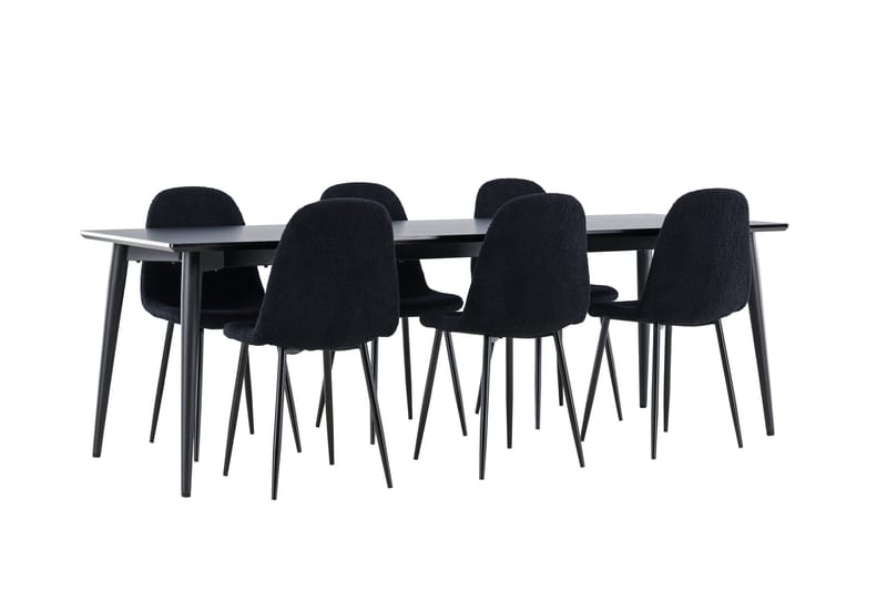 Ellis Matgrupp 230 cm Rektangulär med 6 Polar stolar - Svart/Svart - Möbler - Bord & matgrupper - Matgrupper