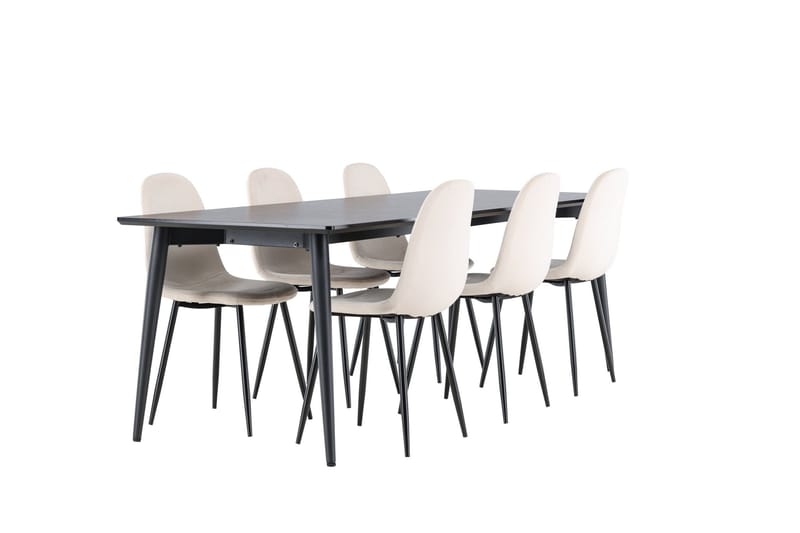 Ellis Matgrupp 230 cm Rektangulär med 6 Polar stolar - Svart/Beige - Möbler - Bord & matgrupper - Matgrupper