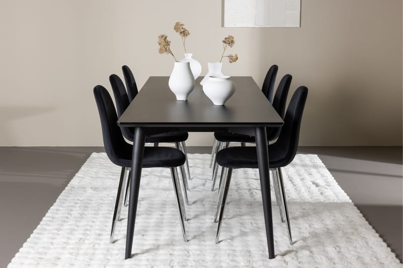 Ellis Matgrupp 230 cm Rektangulär med 6 Polar stolar - Svart/Svart - Möbler - Bord & matgrupper - Matgrupper