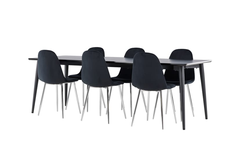 Ellis Matgrupp 230 cm Rektangulär med 6 Polar stolar - Svart/Svart - Möbler - Bord & matgrupper - Matgrupper