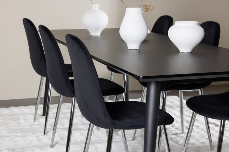 Ellis Matgrupp 230 cm Rektangulär med 6 Polar stolar - Svart/Svart - Möbler - Bord & matgrupper - Matgrupper
