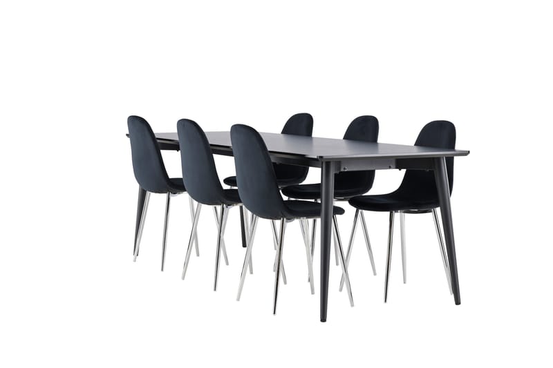 Ellis Matgrupp 230 cm Rektangulär med 6 Polar stolar - Svart/Svart - Möbler - Bord & matgrupper - Matgrupper