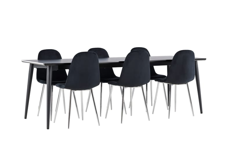 Ellis Matgrupp 230 cm Rektangulär med 6 Polar stolar - Svart/Svart - Möbler - Bord & matgrupper - Matgrupper