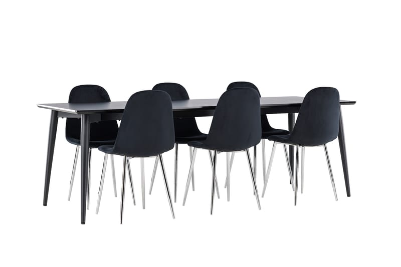 Ellis Matgrupp 230 cm Rektangulär med 6 Polar stolar - Svart/Svart - Möbler - Bord & matgrupper - Matgrupper