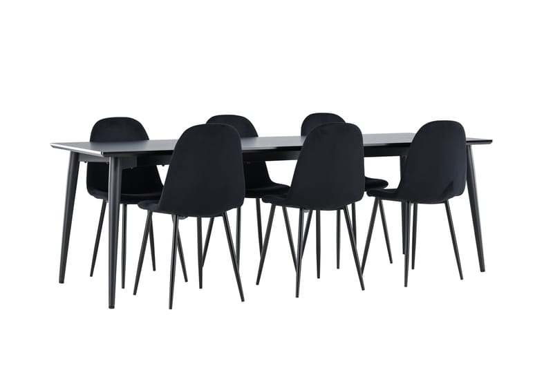Ellis Matgrupp 230 cm Rektangulär med 6 Polar stolar - Svart/Svart - Möbler - Bord & matgrupper - Matgrupper