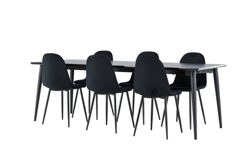 Ellis Matgrupp 230 cm Rektangulär med 6 Polar stolar - Svart/Svart - Möbler - Bord & matgrupper - Matgrupper