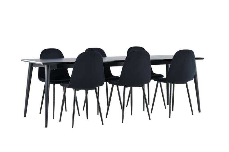Ellis Matgrupp 230 cm Rektangulär med 6 Polar stolar - Svart/Svart - Möbler - Bord & matgrupper - Matgrupper