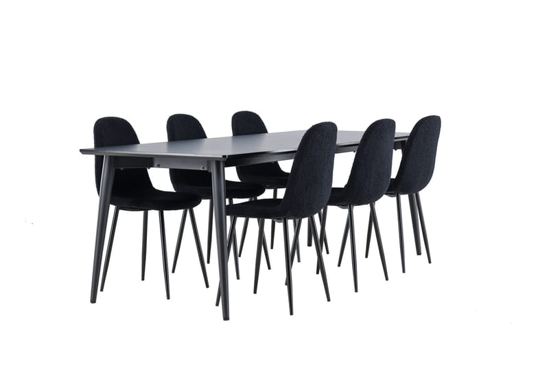 Ellis Matgrupp 230 cm Rektangulär med 6 Polar stolar - Svart/Svart - Möbler - Bord & matgrupper - Matgrupper