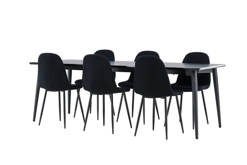 Ellis Matgrupp 230 cm Rektangulär med 6 Polar stolar - Svart/Svart - Möbler - Bord & matgrupper - Matgrupper
