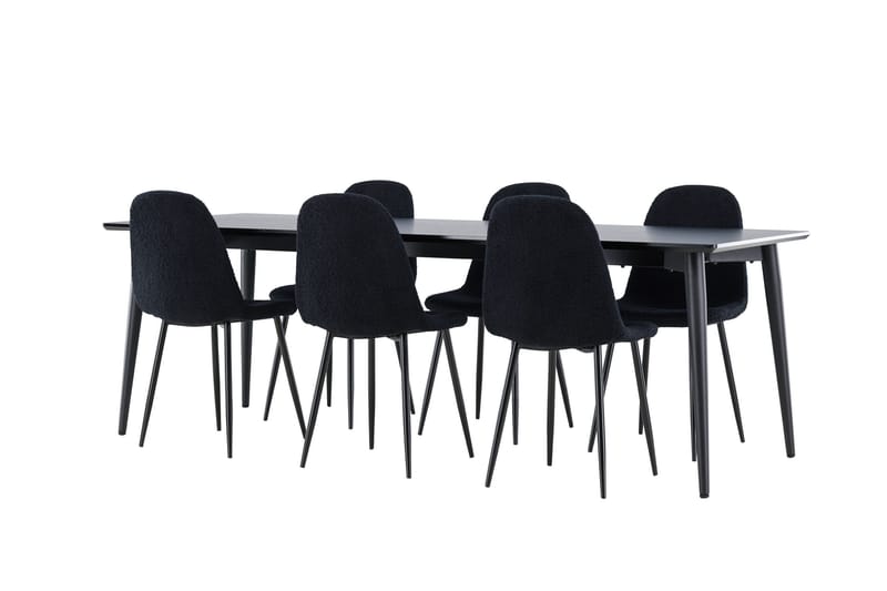 Ellis Matgrupp 230 cm Rektangulär med 6 Polar stolar - Svart/Svart - Möbler - Bord & matgrupper - Matgrupper