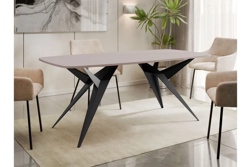 Elvora Matbord 160 cm Rektangulär - Beige/Svart - Möbler - Bord & matgrupper - Matbord & köksbord