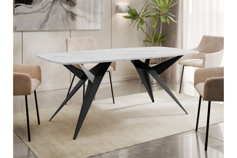 Elvora Matbord 160 cm Rektangulär - Vit/Svart - Möbler - Bord & matgrupper - Matbord & köksbord