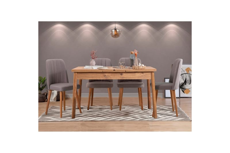 Ergene Matgrupp 120 cm Rektangulär - Natur/Grå - Möbler - Bord & matgrupper - Matgrupper