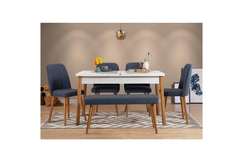 Ergene Matgrupp 120 cm Rektangulär - Natur/Marinblå - Möbler - Bord & matgrupper - Matgrupper