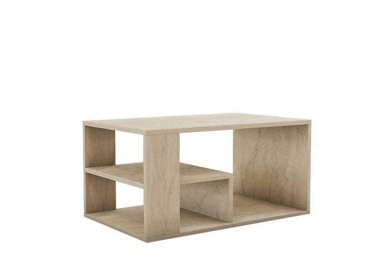 Eros 80 cm Rektangulärt Soffbord med Hyllor i Trä - Beige - Möbler - Bord & matgrupper - Soffbord
