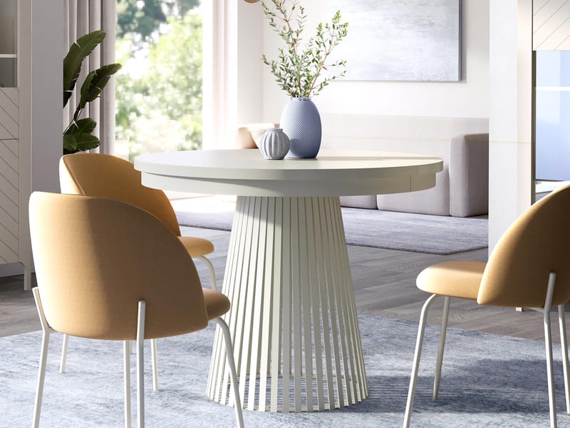 Erylan Matbord rund förlängningsbart 100-180 cm - Beige - Möbler - Bord & matgrupper - Matbord & köksbord