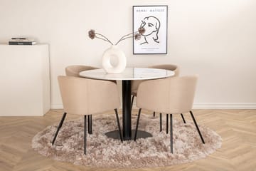 Estelle Matbord 106 cm Runt Marmor med 4 Berit Karmstol med Armstöd - Möbler - Bord & matgrupper - Matgrupper