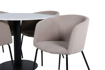 Estelle Matbord 106 cm Runt Marmor med 4 Berit Karmstol med Armstöd - Möbler - Bord & matgrupper - Matgrupper