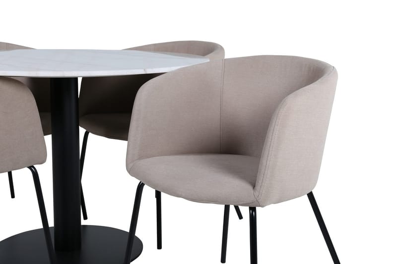 Estelle Matbord 106 cm Runt Marmor med 4 Berit Karmstol med Armstöd - Möbler - Bord & matgrupper - Matgrupper