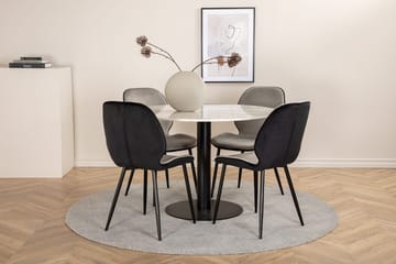 Estelle Matbord 106 cm Runt Marmor med 4 Emma Matstol - Möbler - Bord & matgrupper - Matgrupper
