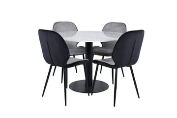 Estelle Matbord 106 cm Runt Marmor med 4 Emma Matstol - Möbler - Bord & matgrupper - Matgrupper