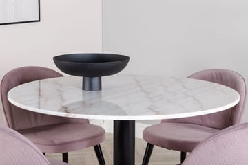 Estelle Matbord 106 cm Runt Marmor med 4 Velvet Matstol Manchester - Möbler - Bord & matgrupper - Matgrupper